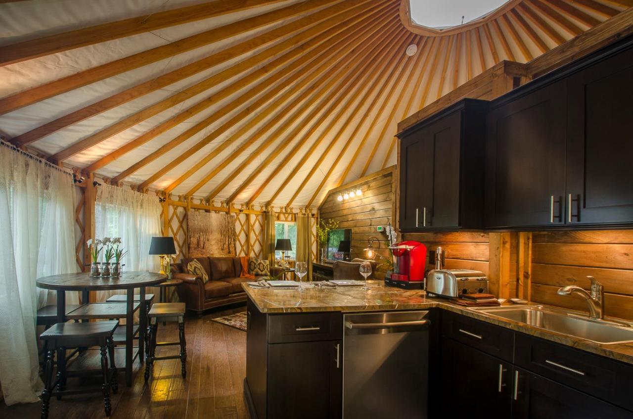 Villa Spring Ridge Luxury Yurt - Creekside Glamping With Private Hot Tub Topton Exterior foto