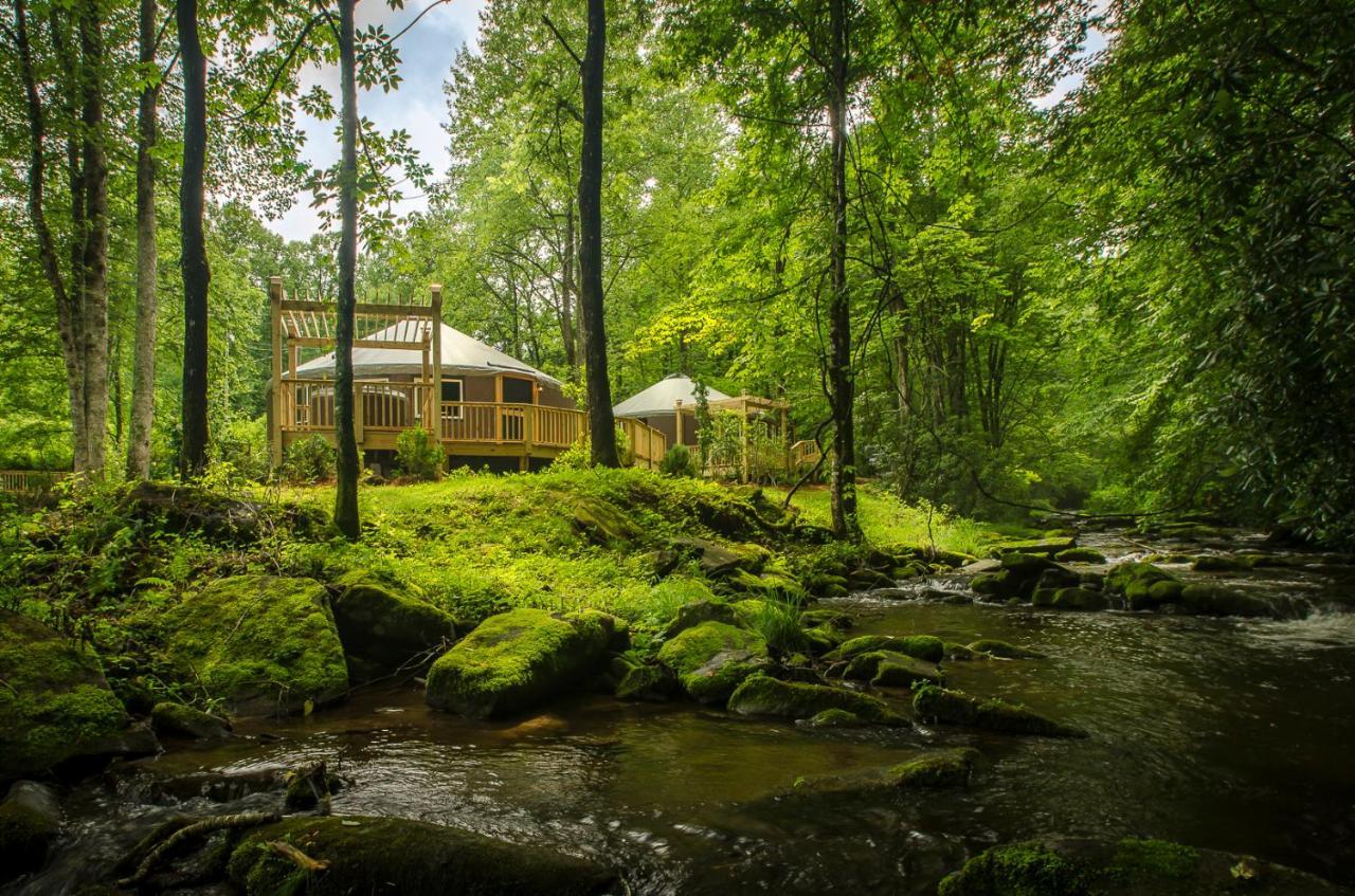 Villa Spring Ridge Luxury Yurt - Creekside Glamping With Private Hot Tub Topton Exterior foto